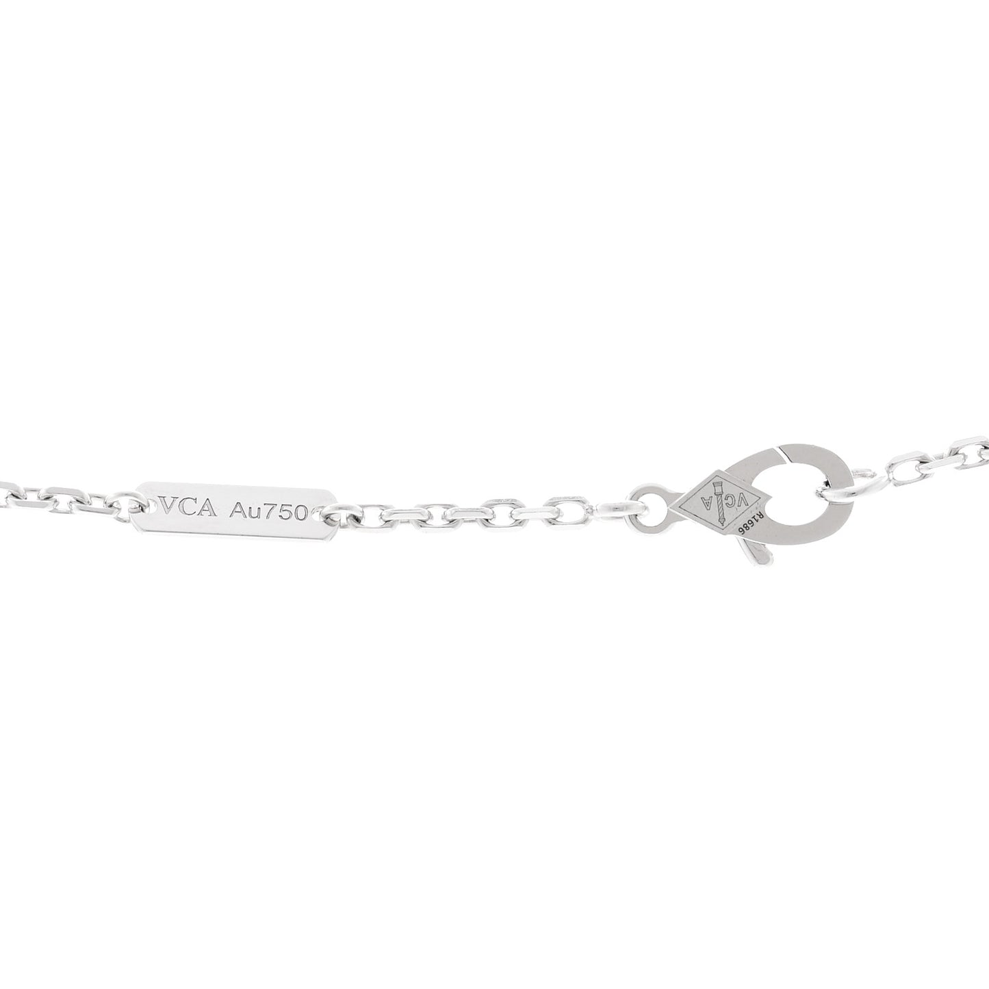 18K White Gold Chalcedony Magic Alhambra Pendant Long Necklace