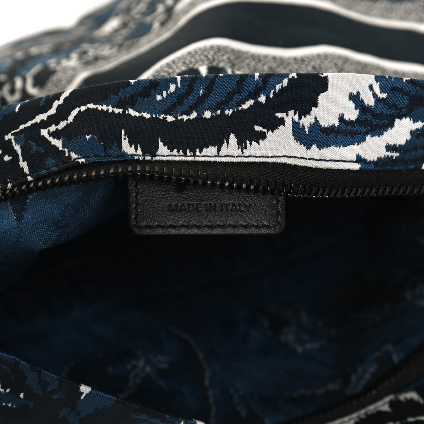 Embroidered Palm Tree Toile De Jouy Diortravel Zipped Pouch Blue