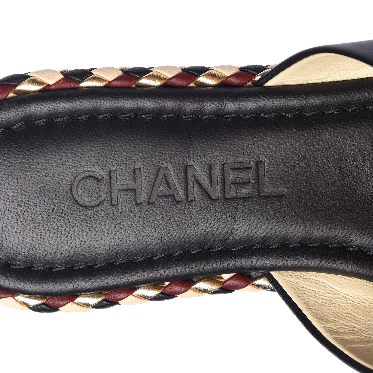 Chanel Lambskin Braided Mule Sandals 38 Black 8 of 10