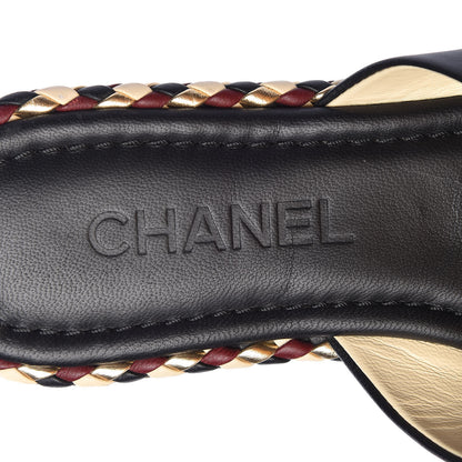 Chanel Lambskin Braided Mule Sandals 38 Black 8 of 10