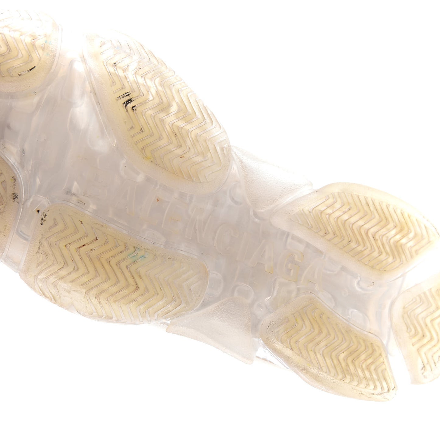 Fabric Mesh Clear Sole Womens Triple S Sneakers 39 White