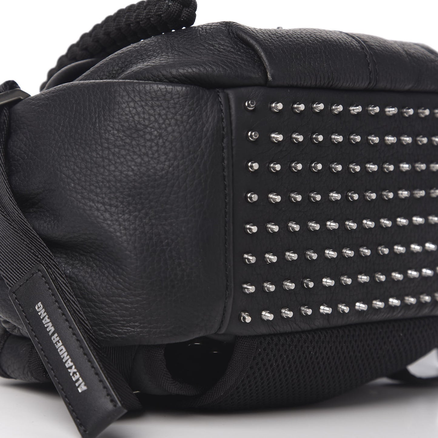 Pebbled Deerskin Mesh Snap Embellished Convertible Shoulder Bag Black