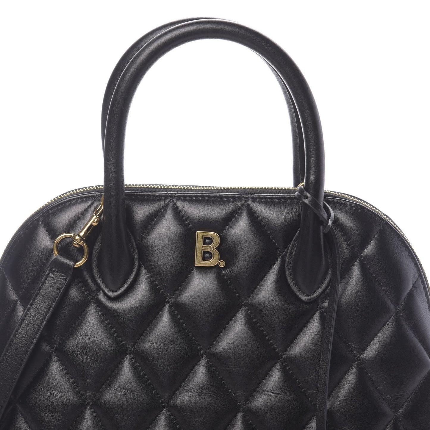 Nappa Calfskin Quilted Small Ville Top Handle Bag Black