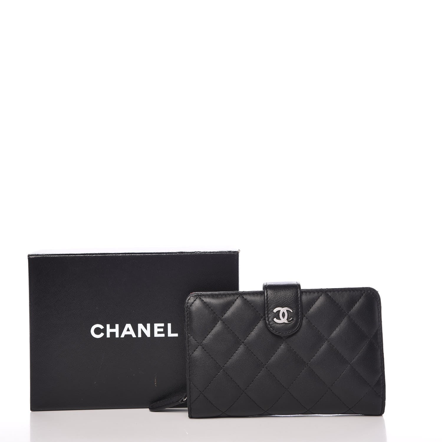 Chanel Lambskin Quilted Zipped Pocket Wallet Black 8 of 8