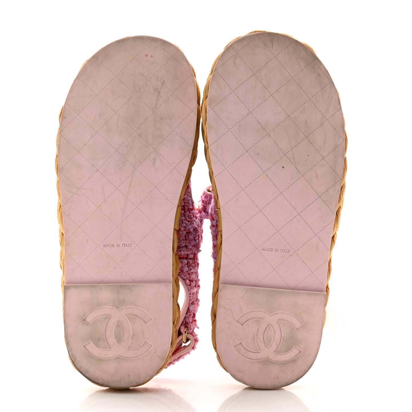 Tweed Patent Calfskin Velcro Dad Sandals 37.5 Pink Multicolor