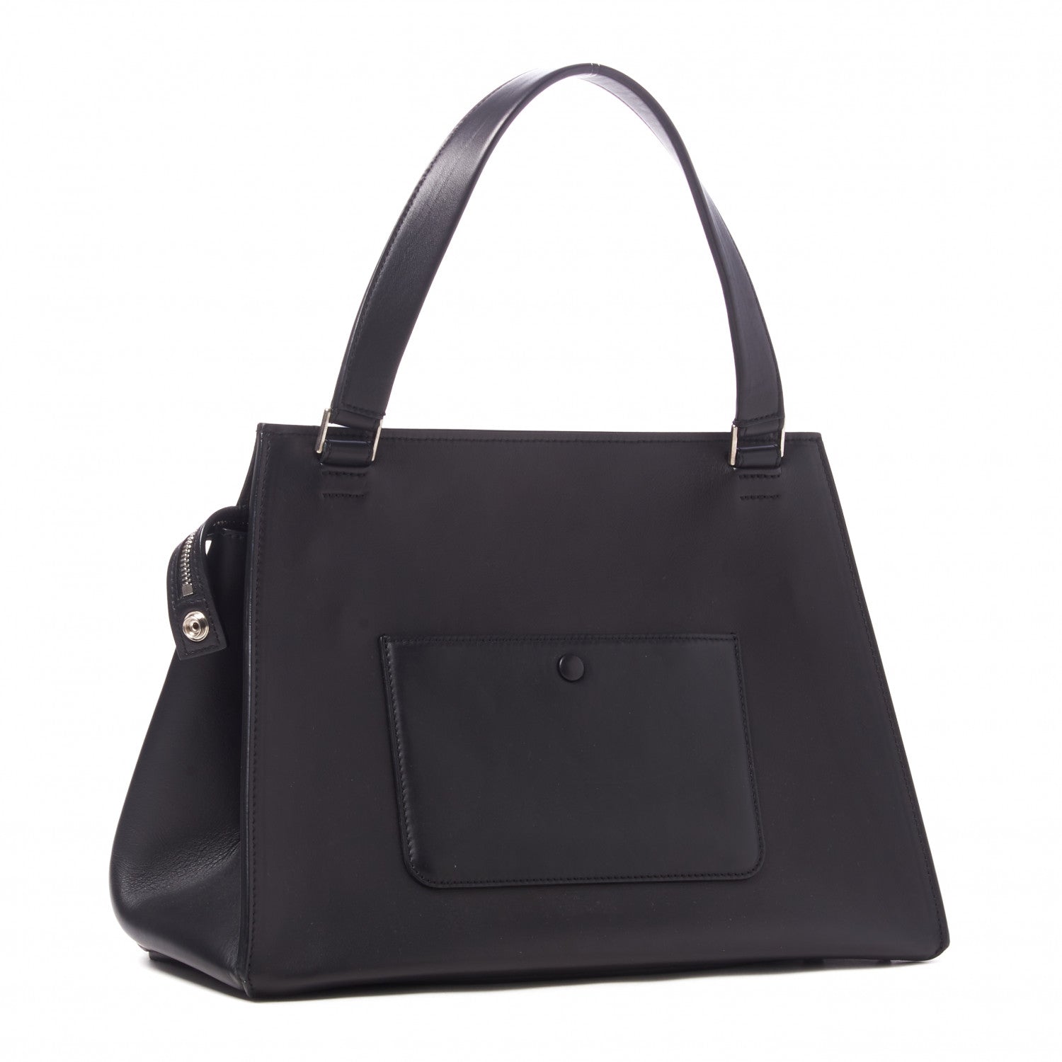 Celine Textured Calfskin Bi-Color Edge Shoulder Bag Black Beige 2 of 8