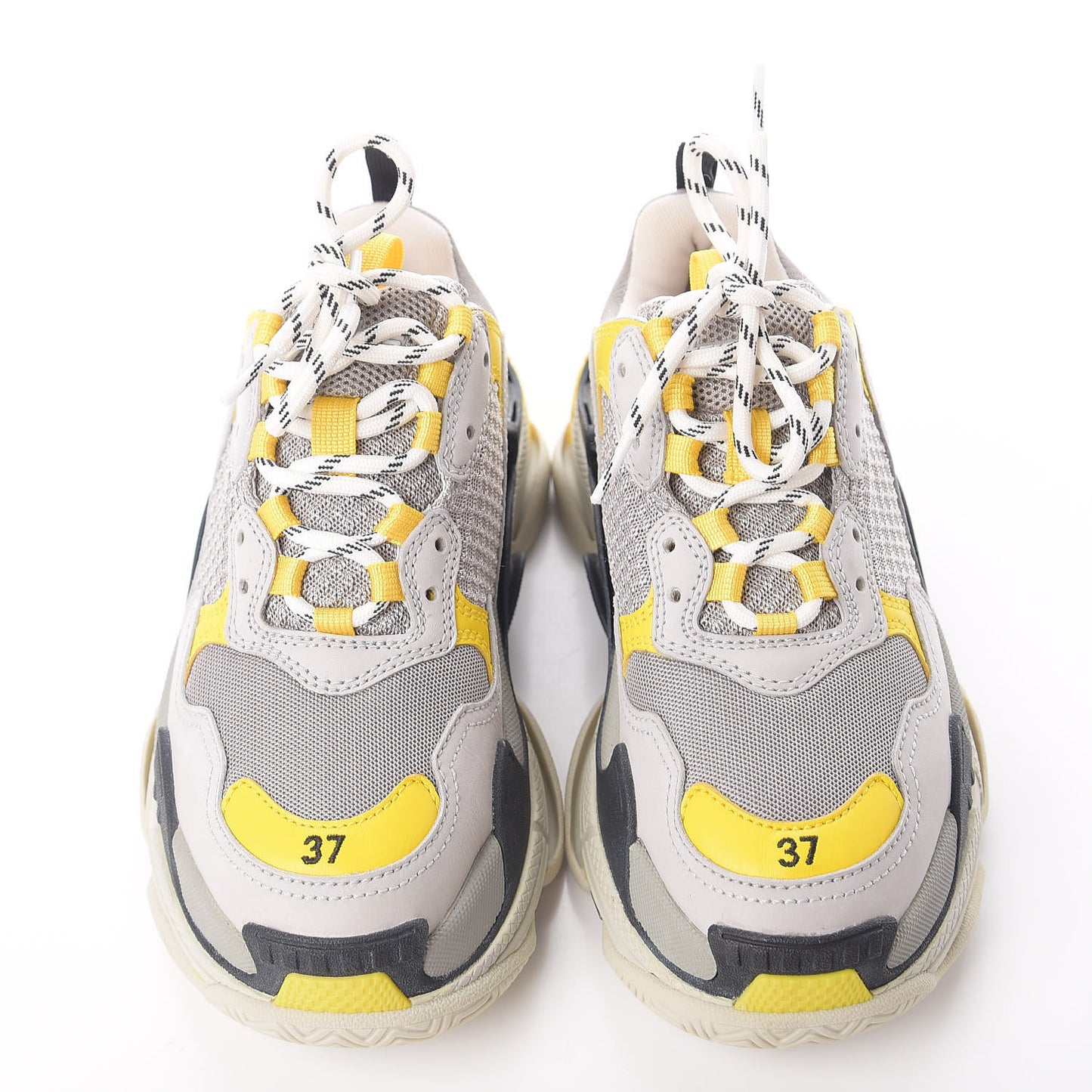 Fabric Mesh Womens Triple S Sneakers 37 Yellow Grey White