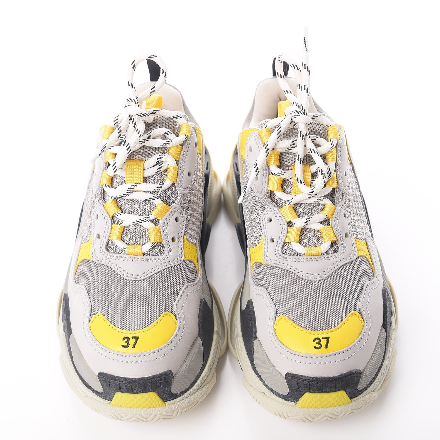 Balenciaga Fabric Mesh Womens Triple S Sneakers 37 Yellow Grey White 9 of 9