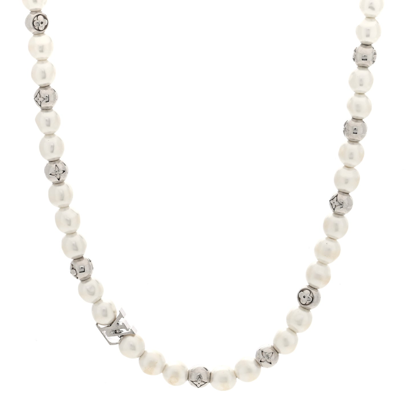 Metal Pearl Necklace Silver