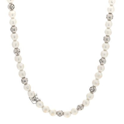 Louis Vuitton Metal Pearl Necklace Silver 1 of 5