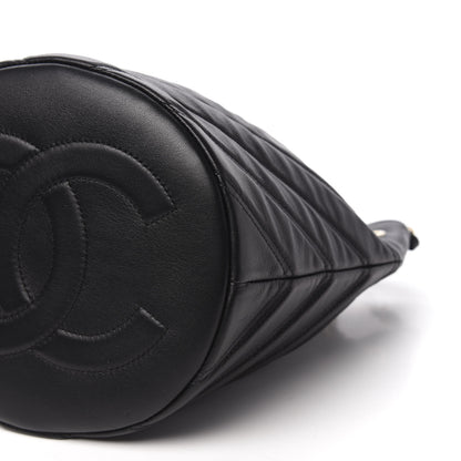 Chanel Lambskin Chevron Small Drawstring Bag Black 7 of 11