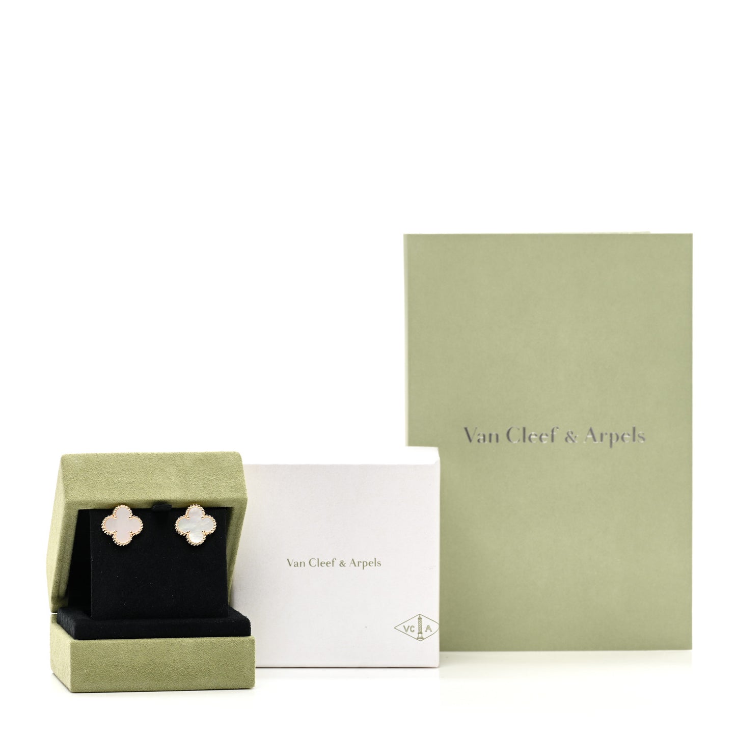 18K Yellow Gold Mother of Pearl Vintage Alhambra Earrings