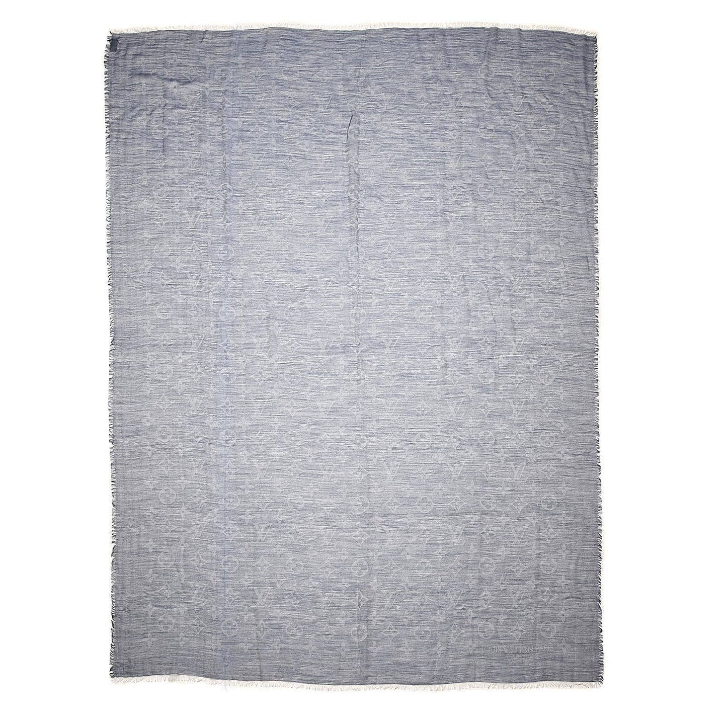 Wool Cotton Silk Daily Monogram Stole Denim