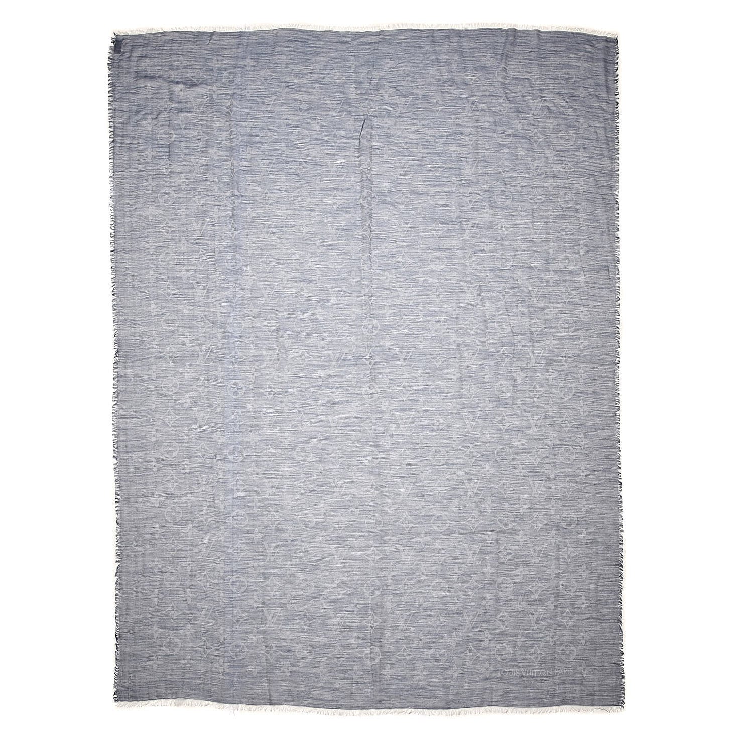 Louis Vuitton Wool Cotton Silk Daily Monogram Stole Denim 1 of 4