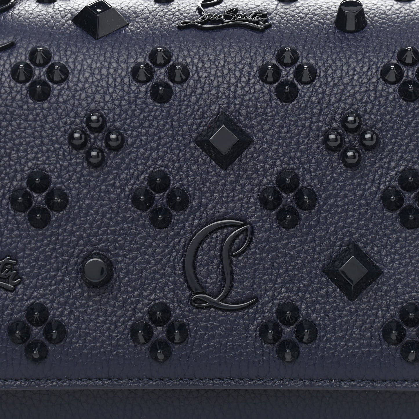 Calfskin Spikes Loubinthesky Paloma Clutch Navy