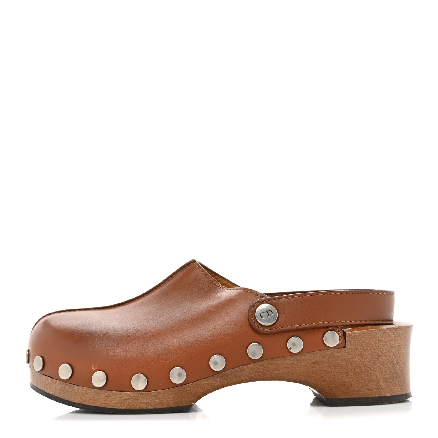 Calfskin Diorquake 20mm Slingback Clogs 38.5 Camel