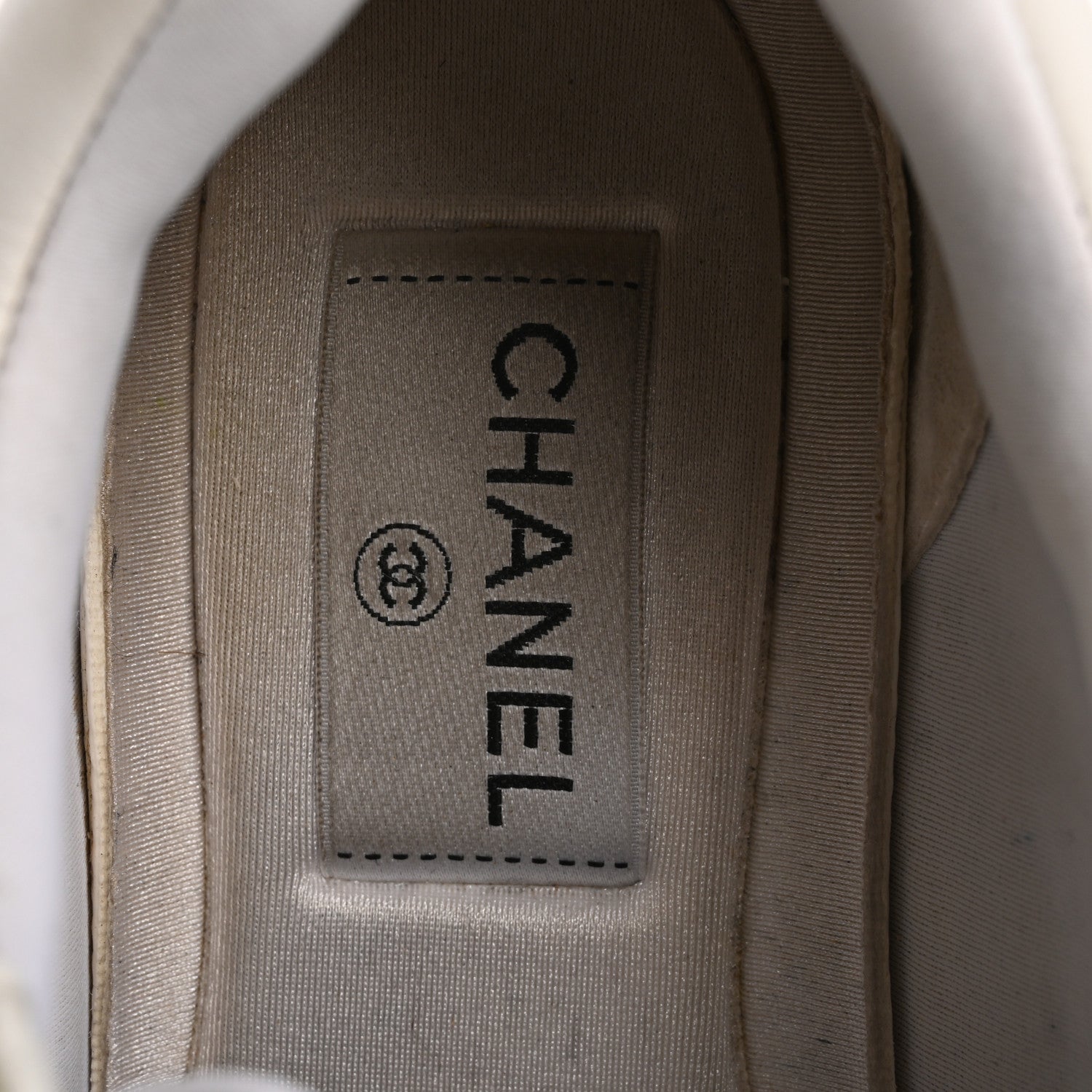 Chanel Suede Calfskin Fabric CC Sneakers 36.5 White 7 of 17