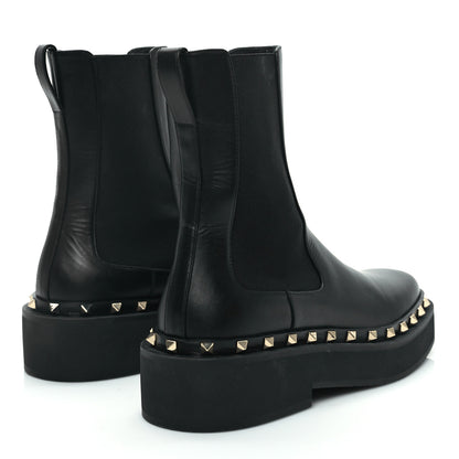 Valentino Garavani Calfskin Rockstud Platform Chelsea 20mm Boots 40 Black 4 of 9