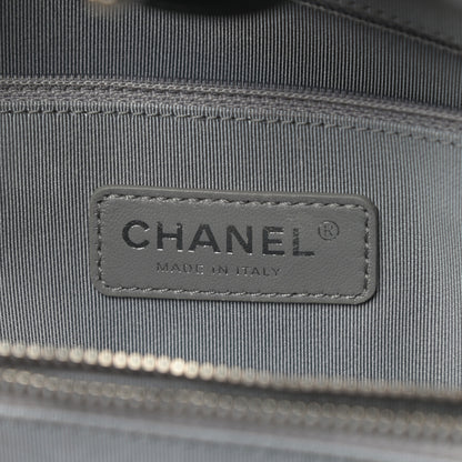 Chanel Calfskin Chevron Quilted Boy Shopping Tote Black 5 of 15