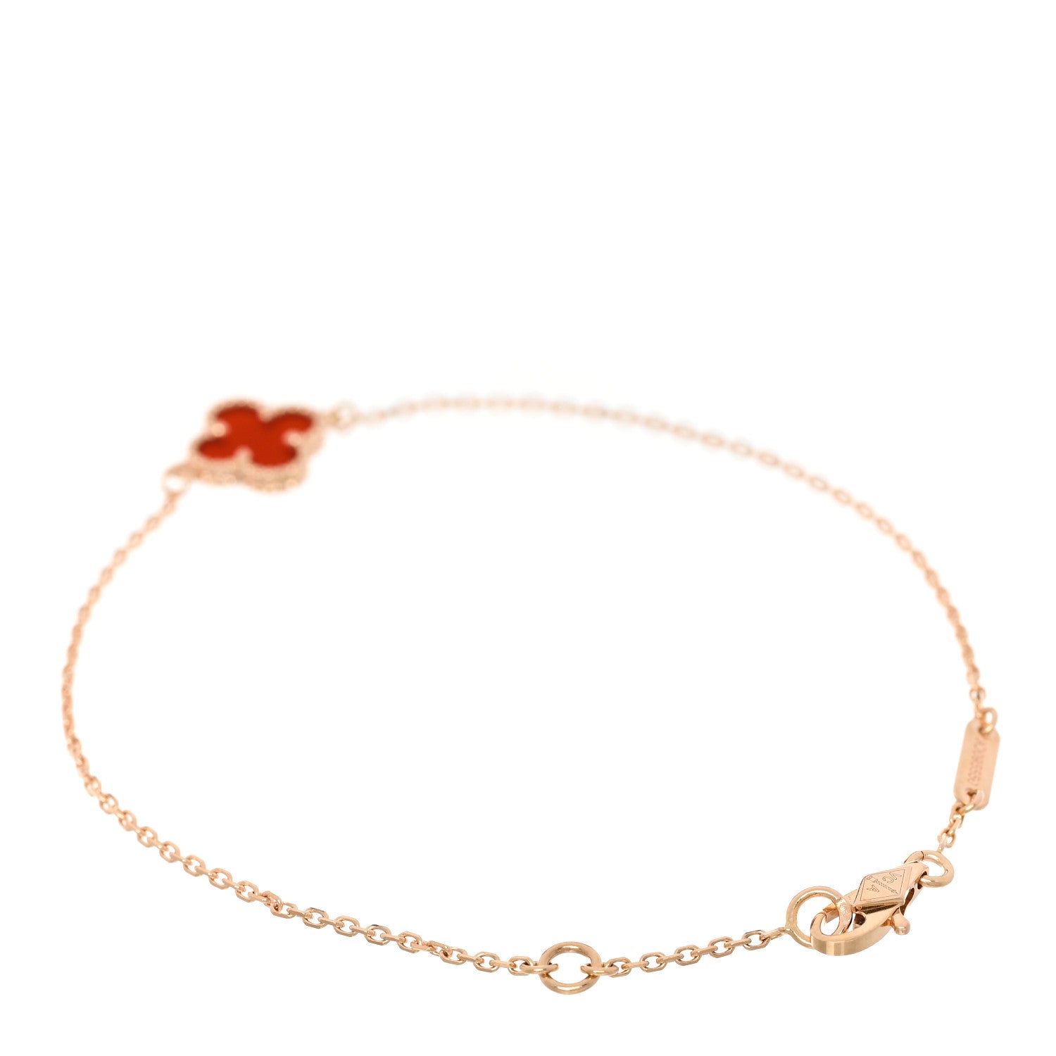 Van Cleef & Arpels 18K Rose Gold Carnelian Sweet Alhambra Bracelet 2 of 5