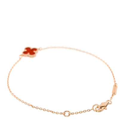 Van Cleef & Arpels 18K Rose Gold Carnelian Sweet Alhambra Bracelet 2 of 5