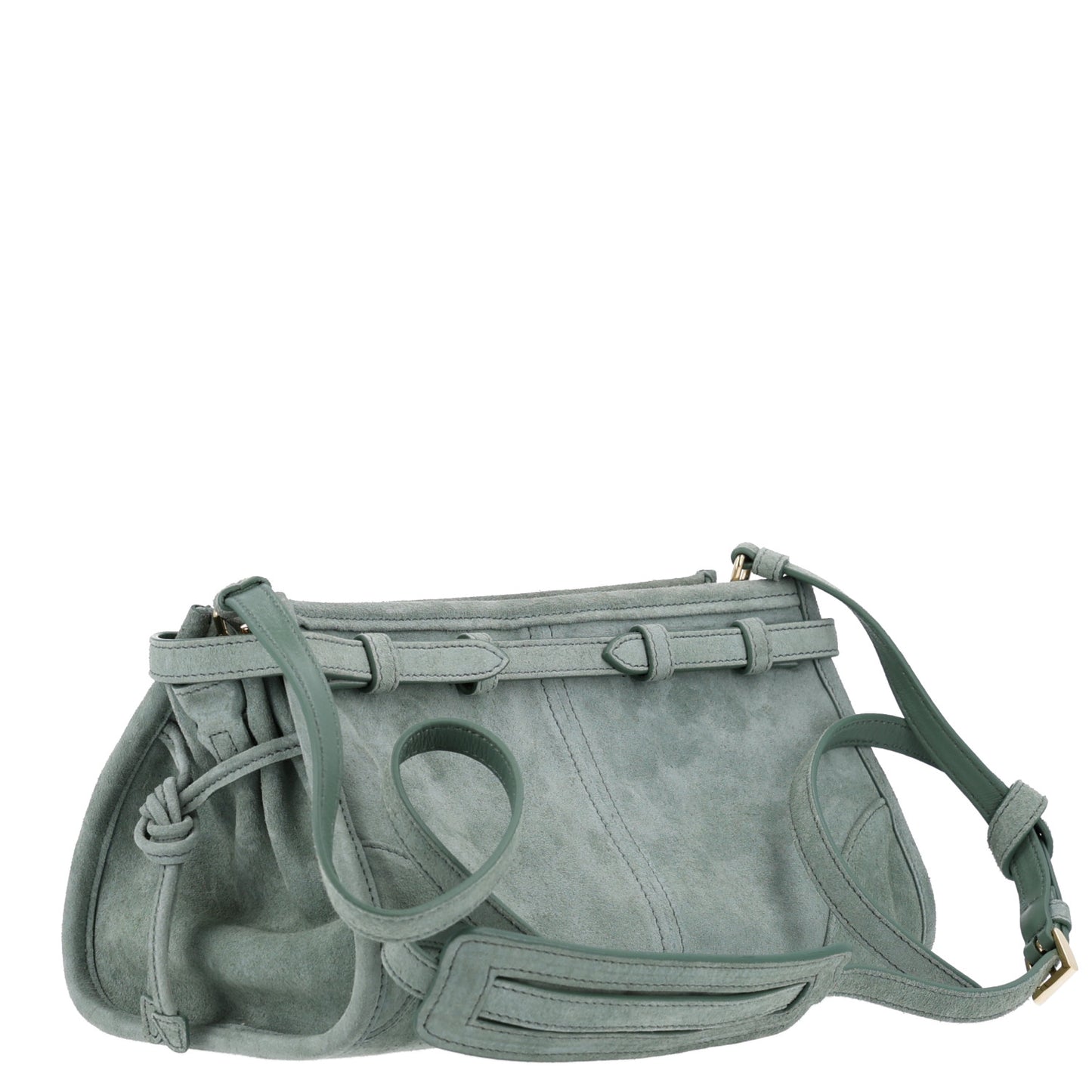 Scamosciato Triangle Small Bonnie Shoulder Bag Salvia