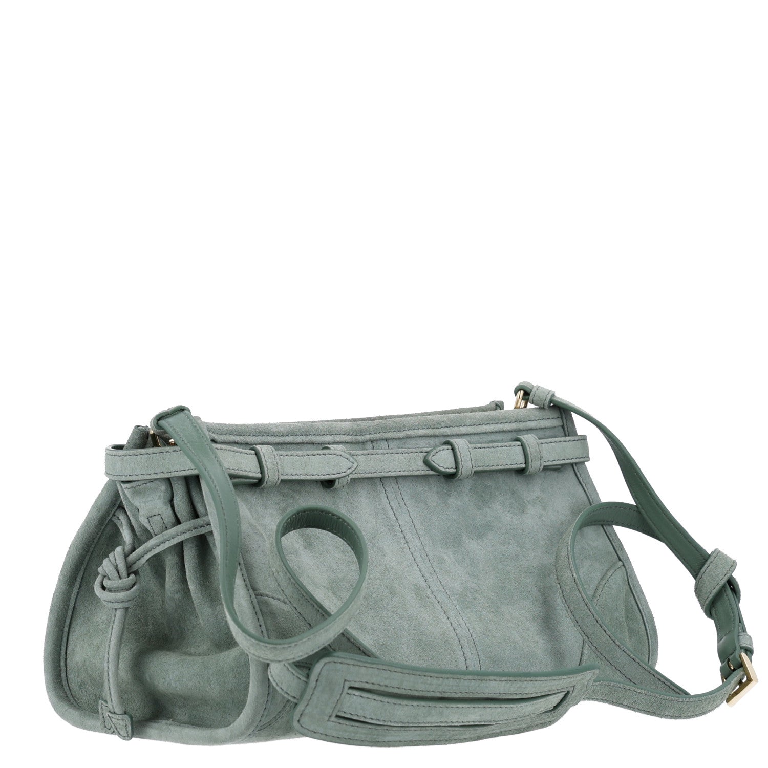 Prada Scamosciato Triangle Small Bonnie Shoulder Bag Salvia 3 of 10