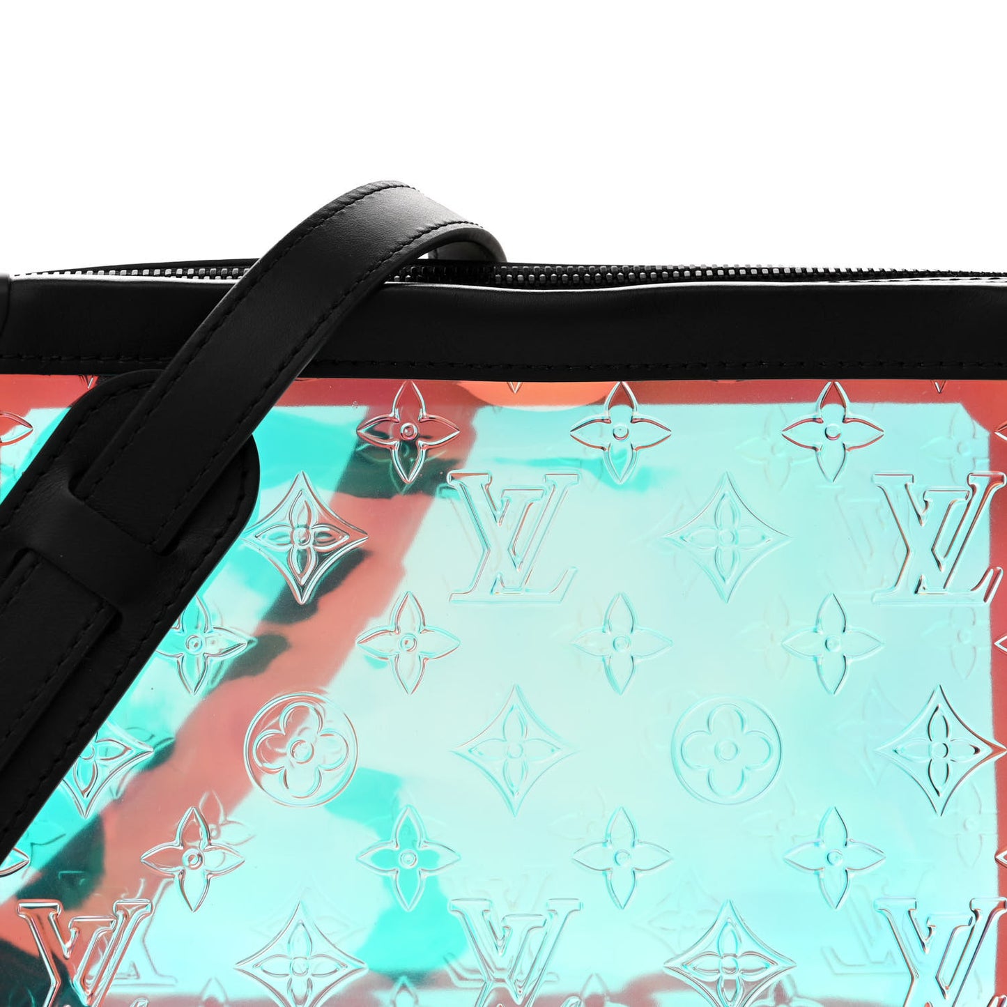 Calfskin PVC Monogram Solar Ray Soft Trunk Iridescent Prism Black