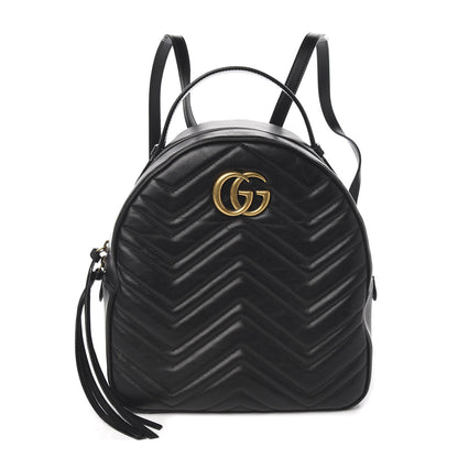 Gucci Calfskin Matelasse GG Marmont Dome Backpack Black 1 of 10