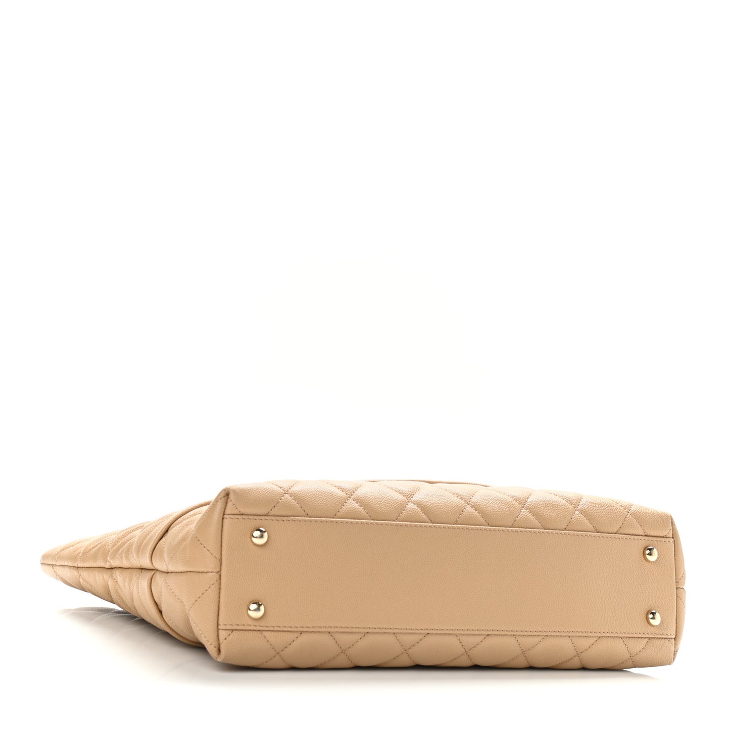 Caviar Quilted Rolled Up Tote Beige