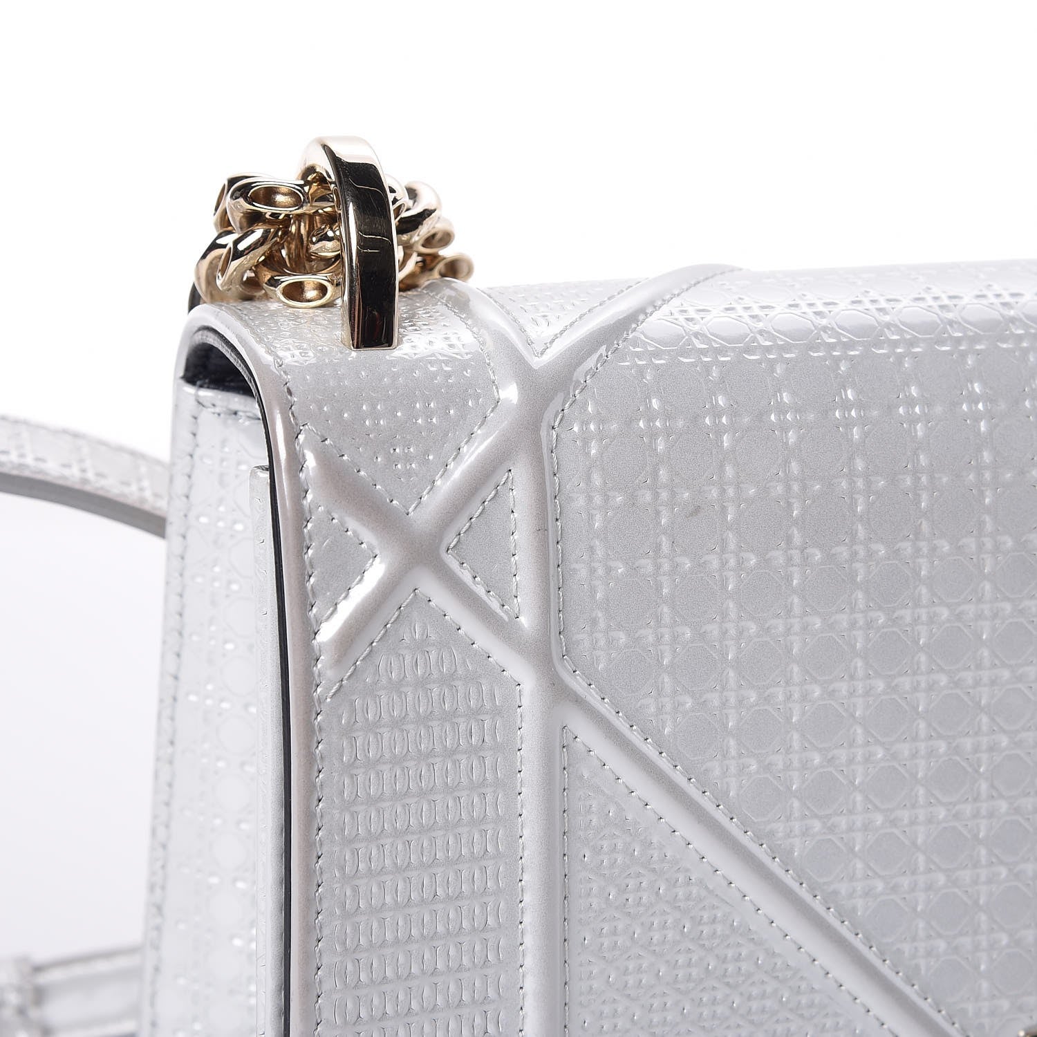 Christian Dior Patent Micro-Cannage Small Diorama Flap Bag White 14 of 15