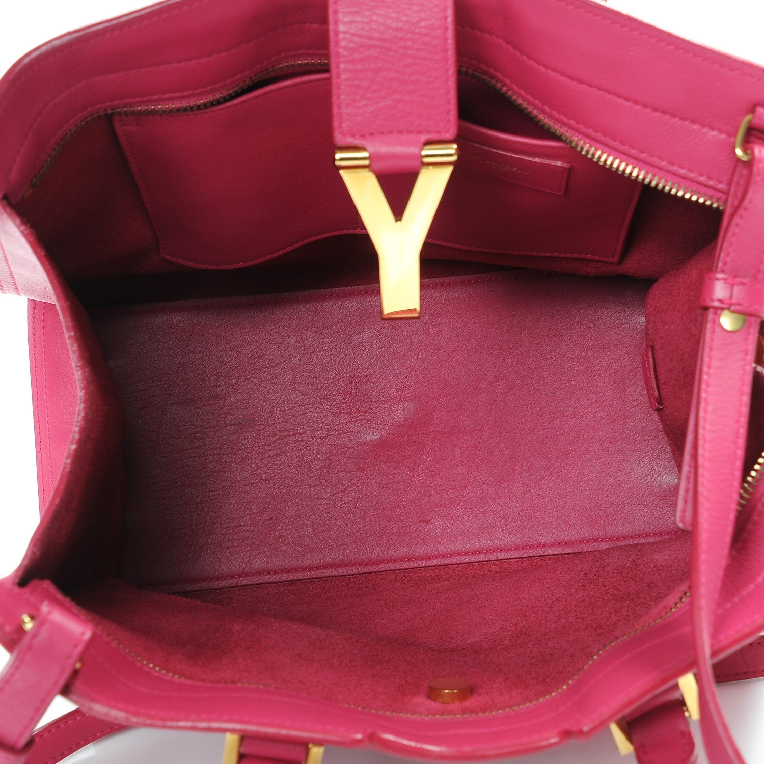 Saint Laurent Calfskin Small Classic Y Cabas Fuchsia 6 of 13