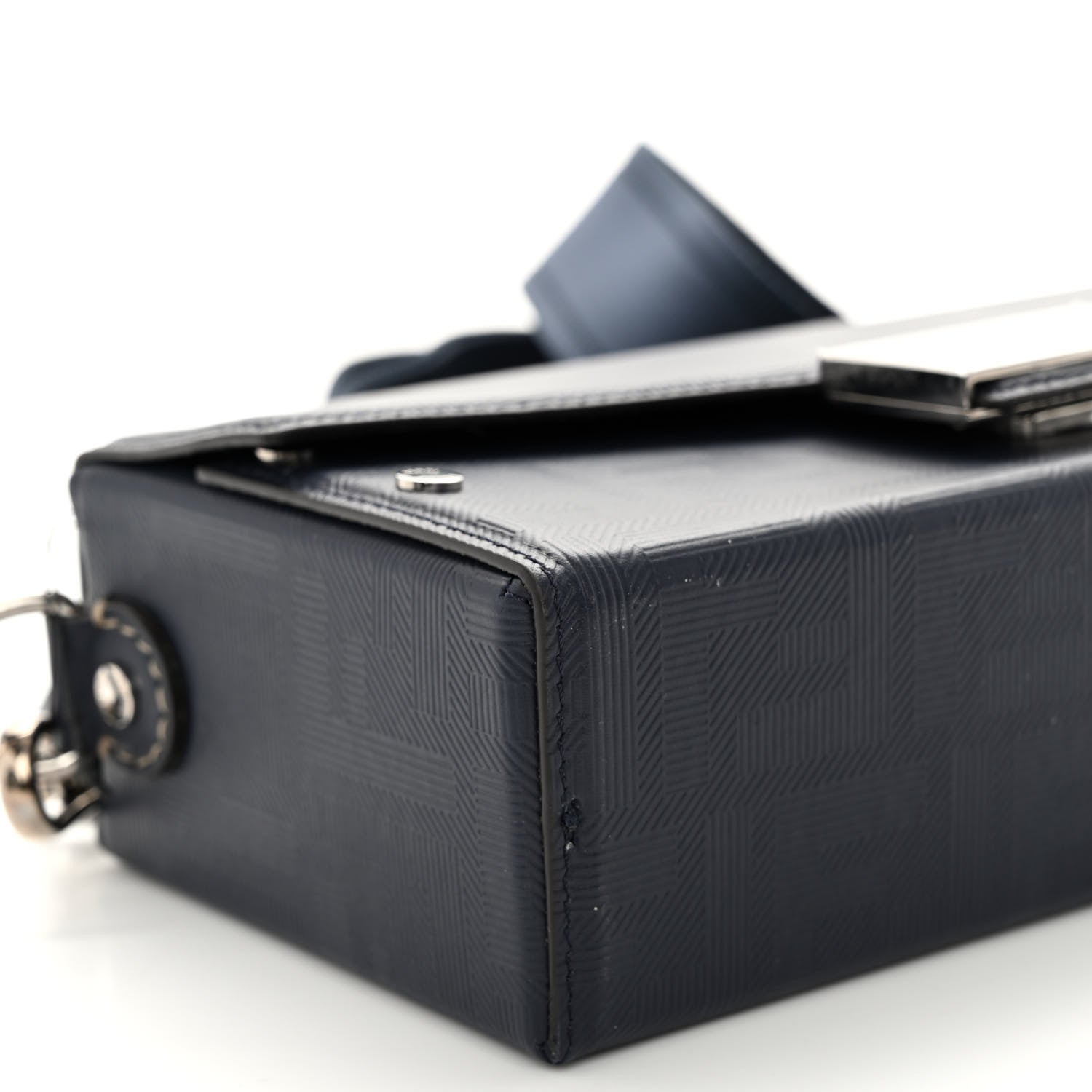 Fendi Vitello King FF Lines Embossed Baguette Soft Trunk Midnight 8 of 9