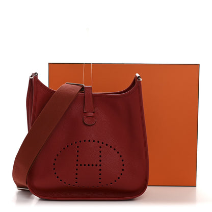 Hermes Taurillon Clemence EVELYNE III GM Rouge Garance 13 of 13