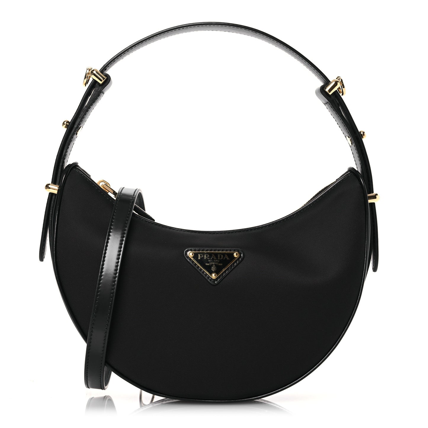 Re-Nylon Spazzolato Small Arque Shoulder Bag Black