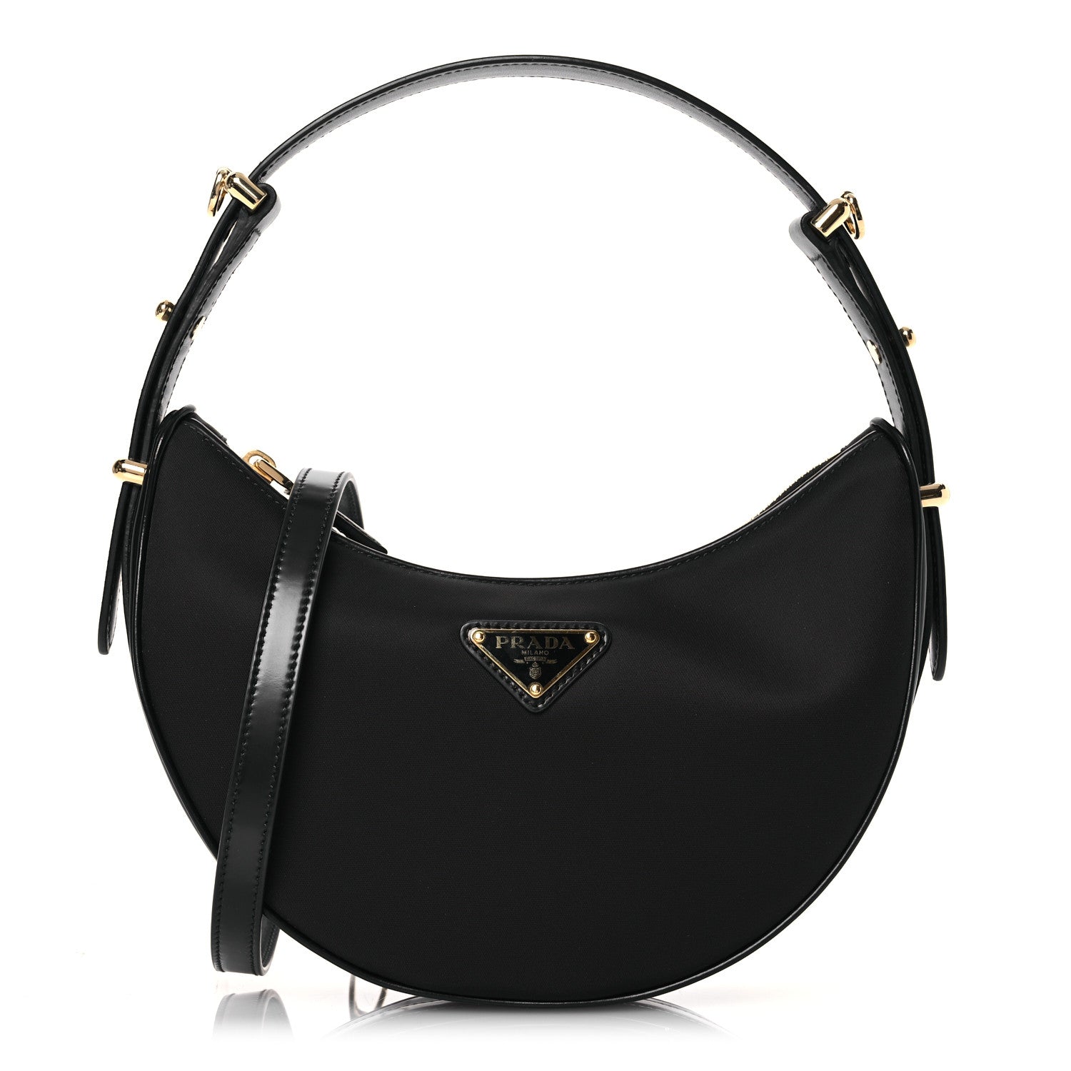 Prada Re-Nylon Spazzolato Small Arque Shoulder Bag Black 1 of 13