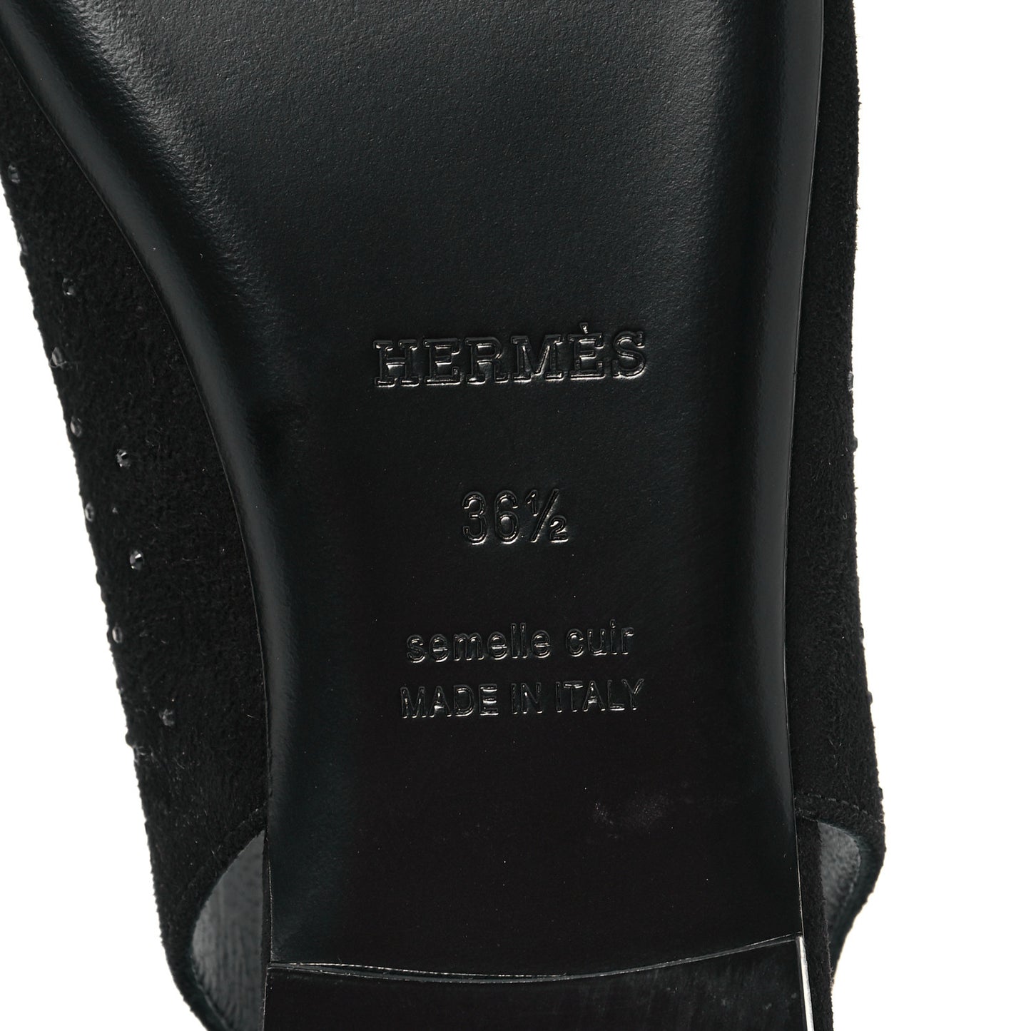 Suede Goatskin Rhinestone Brillante Ballet Flats 36.5 Black