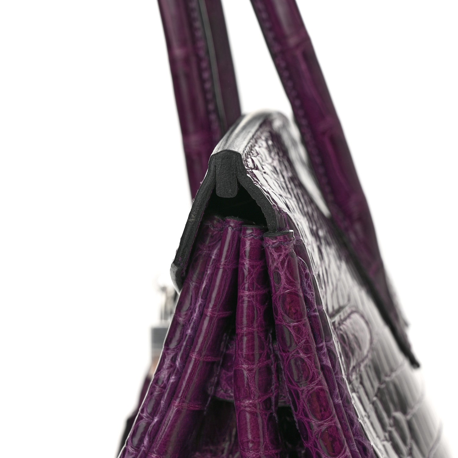 Hermes Shiny Porosus Crocodile 18K White Gold Diamond Birkin 35 Amethyst 12 of 12