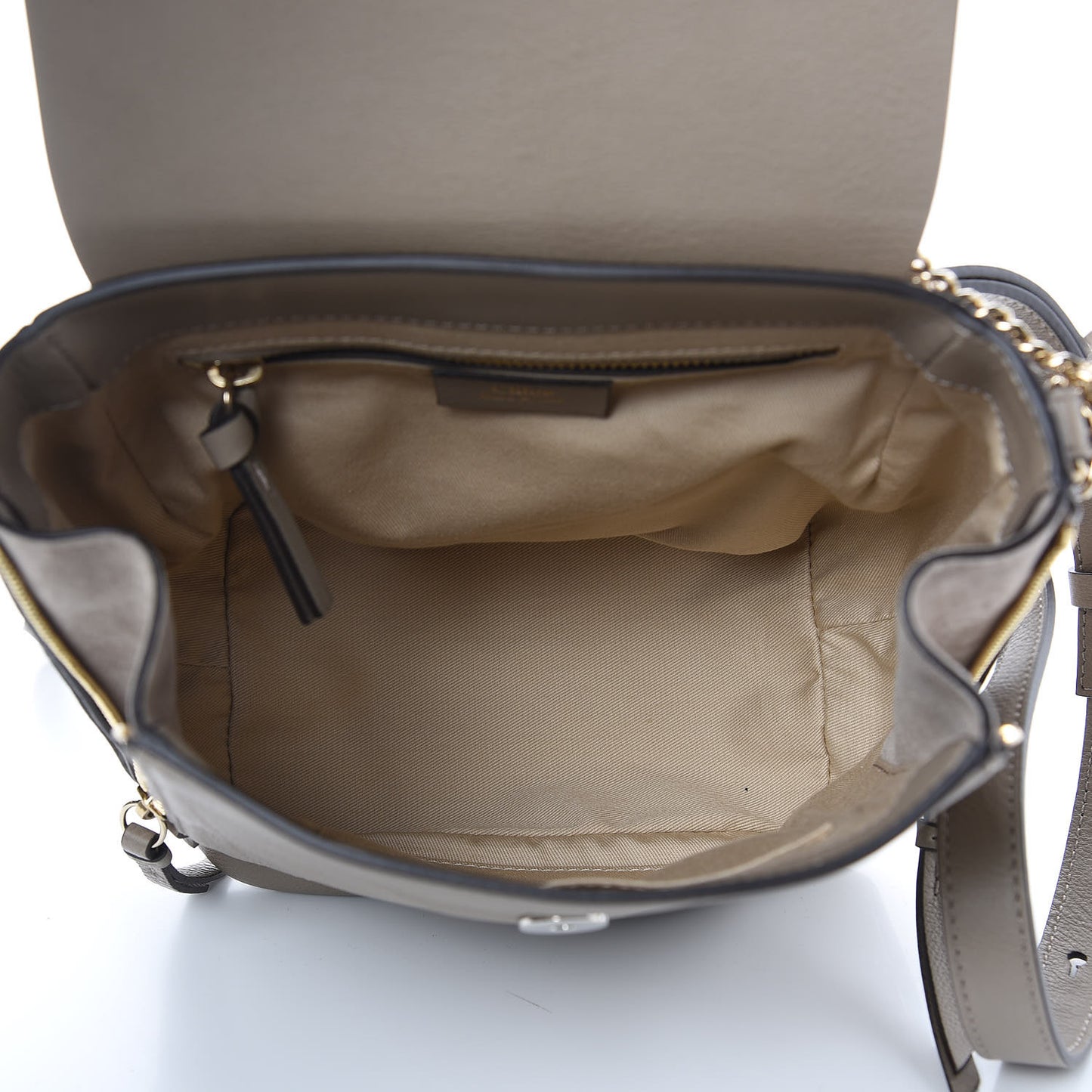 Suede Calfskin Small Faye Backpack Motty Grey