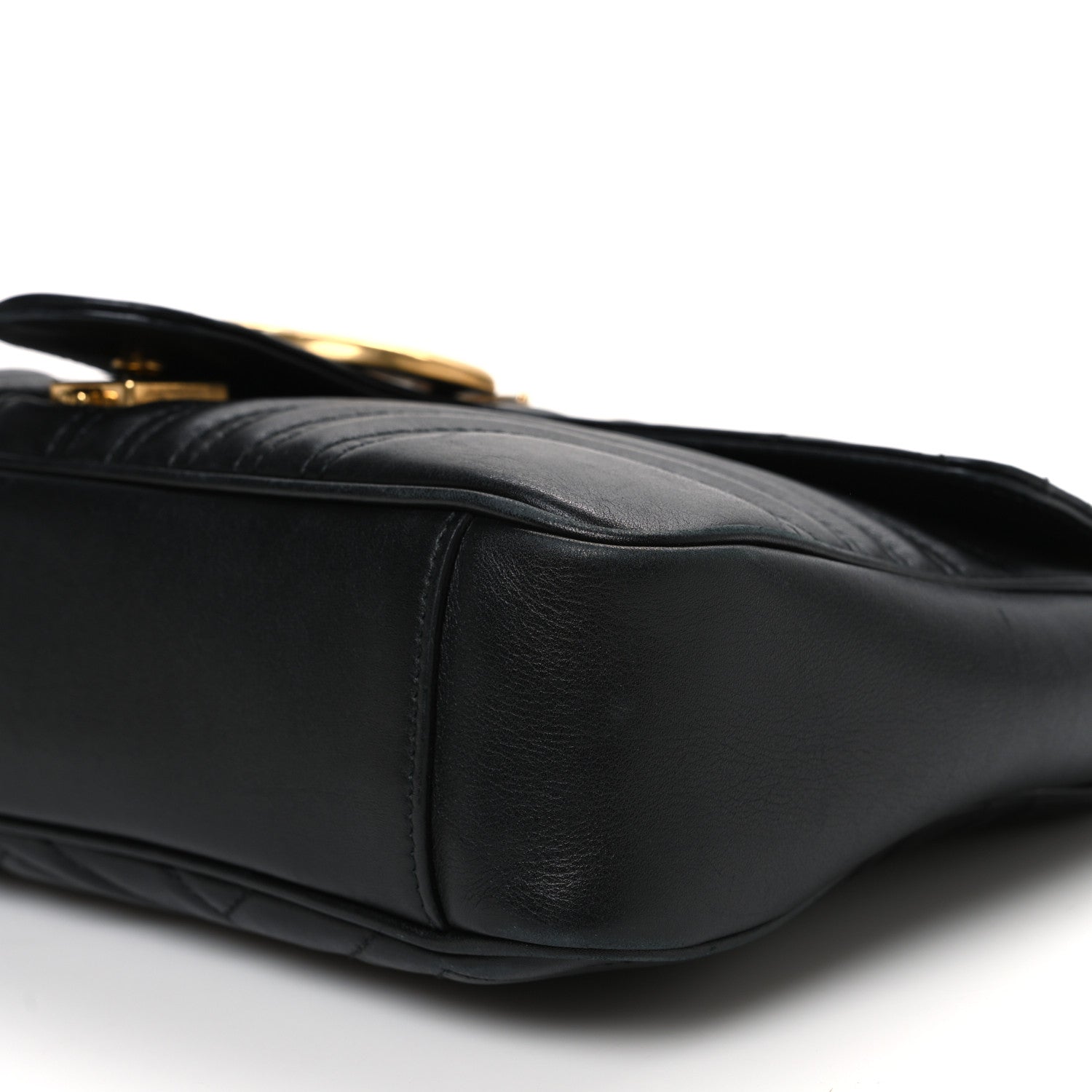 Gucci Calfskin Matelasse Medium GG Marmont Shoulder Bag Black 10 of 12