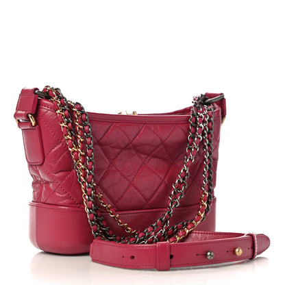 Chanel Aged Calfskin Quilted Small Gabrielle Hobo Dark Pink 3 of 11