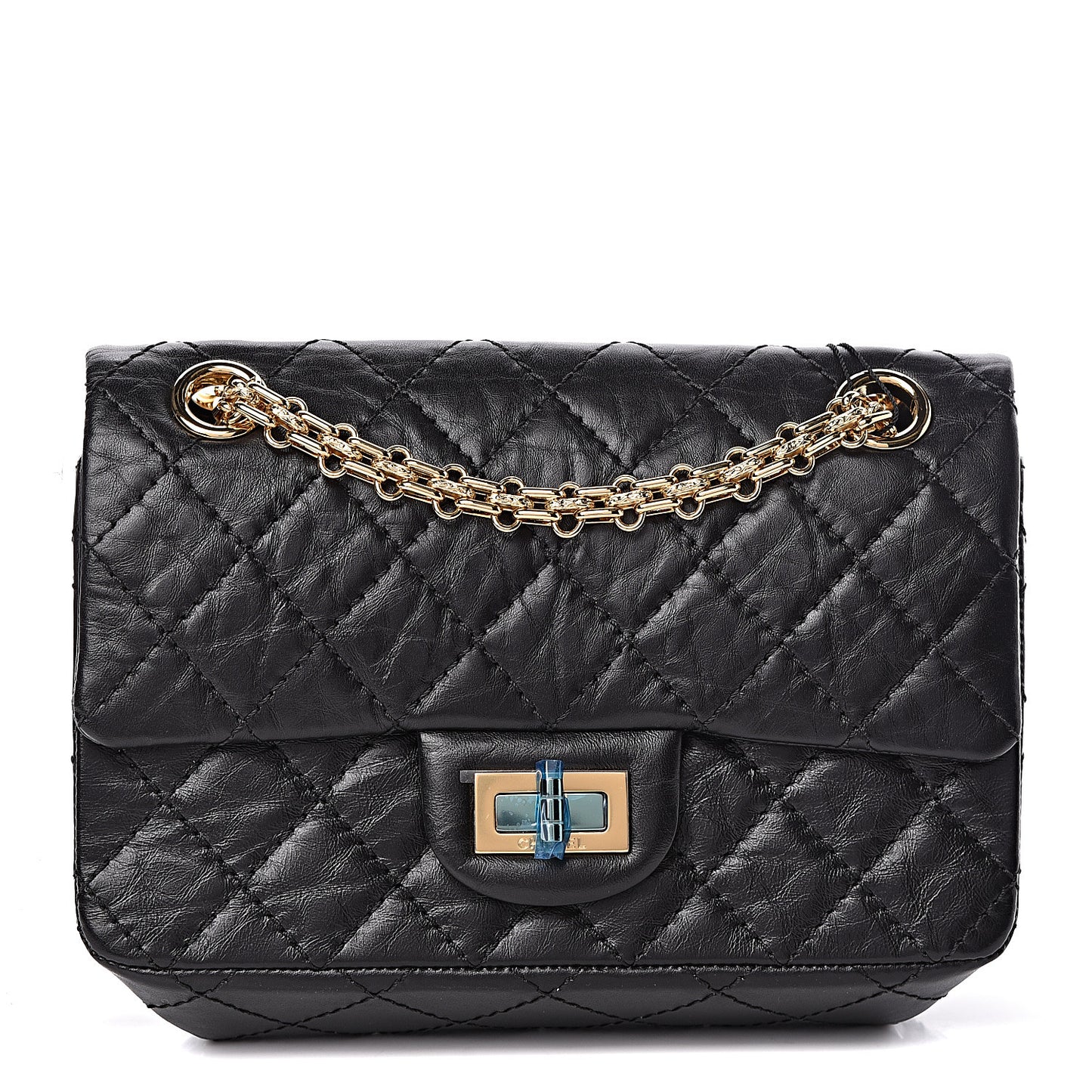 Aged Calfskin Quilted 2.55 Reissue Mini Flap Black