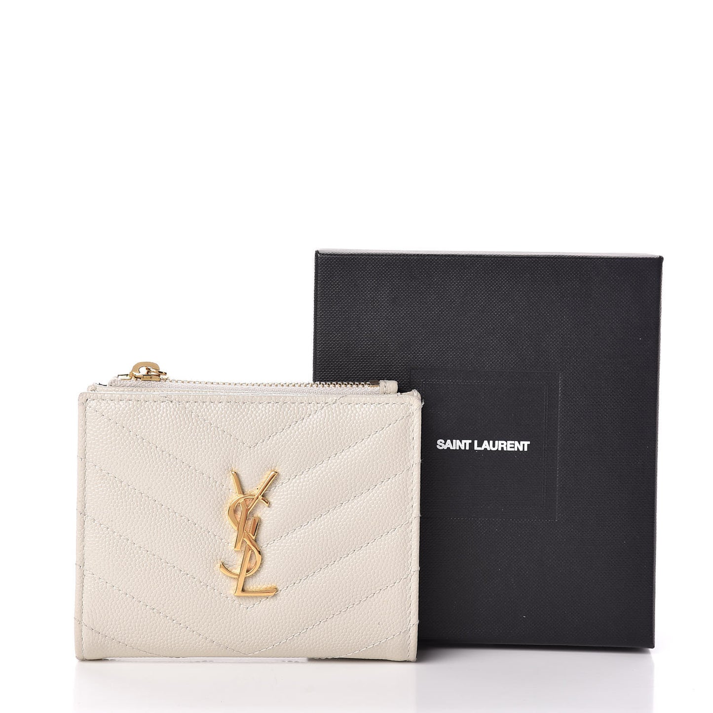Grain De Poudre Matelasse Chevron Monogram Zipped Card Case Crema Soft