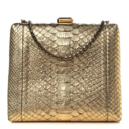Chanel Metallic Snakeskin Kisslock Crossbody Gold 1 of 10