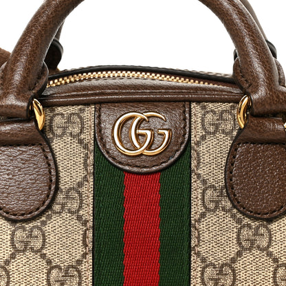 Gucci GG Supreme Monogram Textured Dollar Calfskin Web Mini Ophidia Top Handle Bowler Bag Beige Ebony New Acero 8 of 11