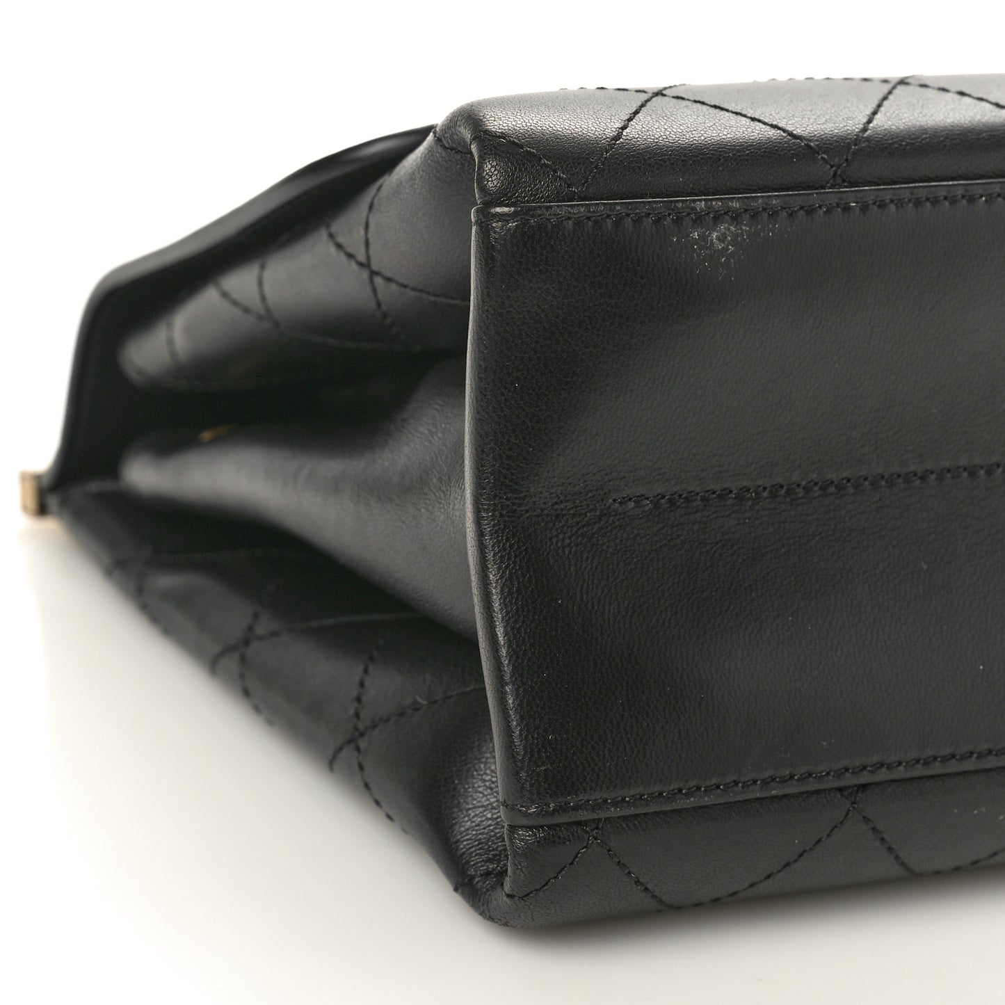 Lambskin Stitched Medium Coco Luxe Handle Flap Black
