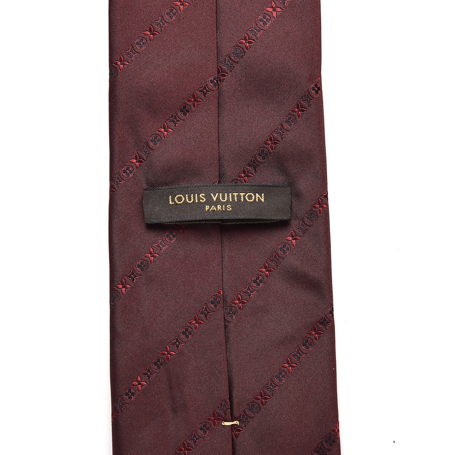 Louis Vuitton Silk Mens Neck Tie Bordeaux 4 of 6