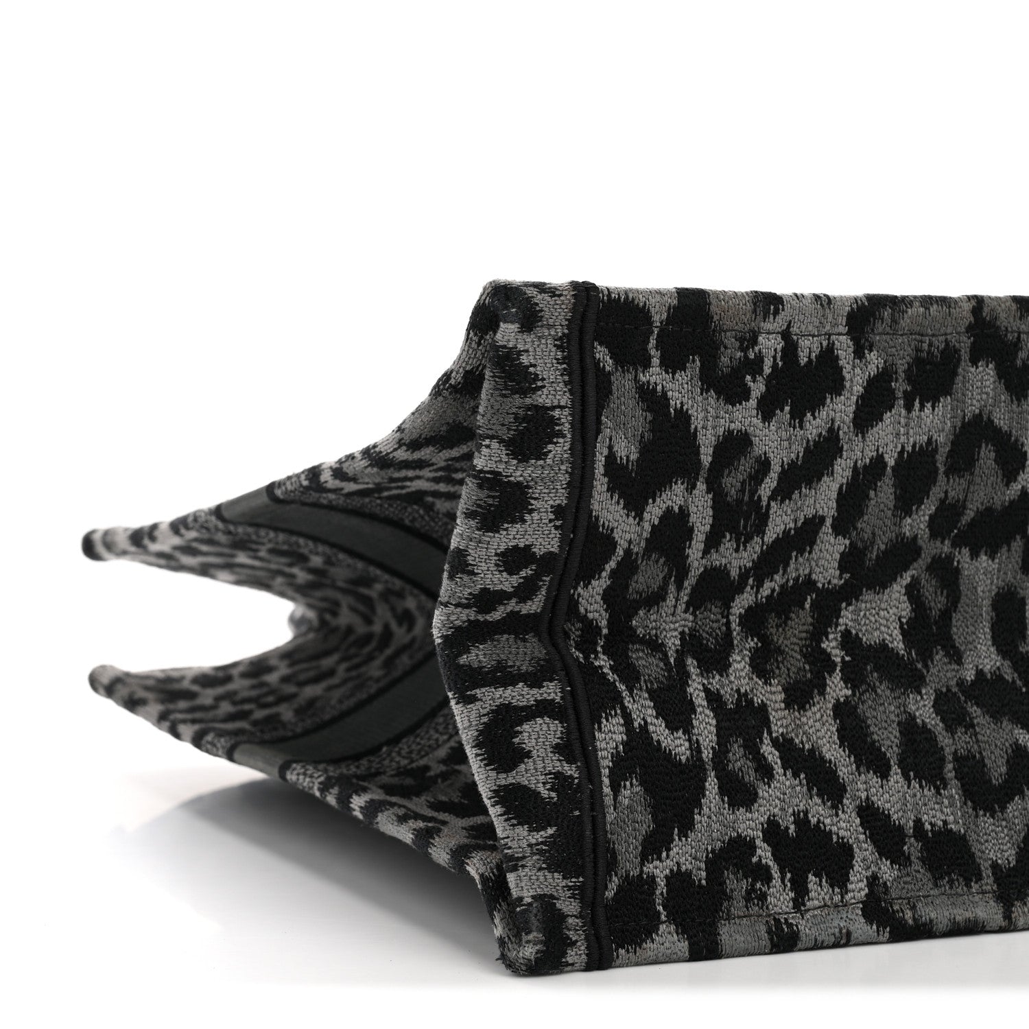 Christian Dior Canvas Mizza Embroidered Large Leopard Book Tote Grey 9 of 13