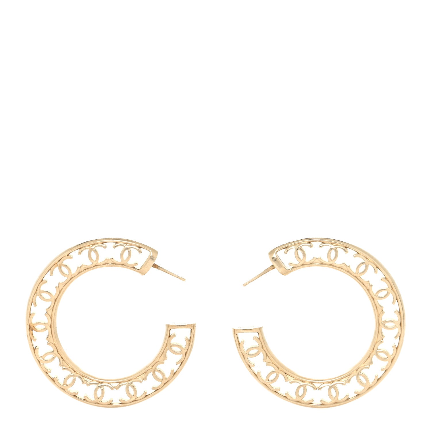 Chanel CC Hoop Earrings Gold 1 of 4