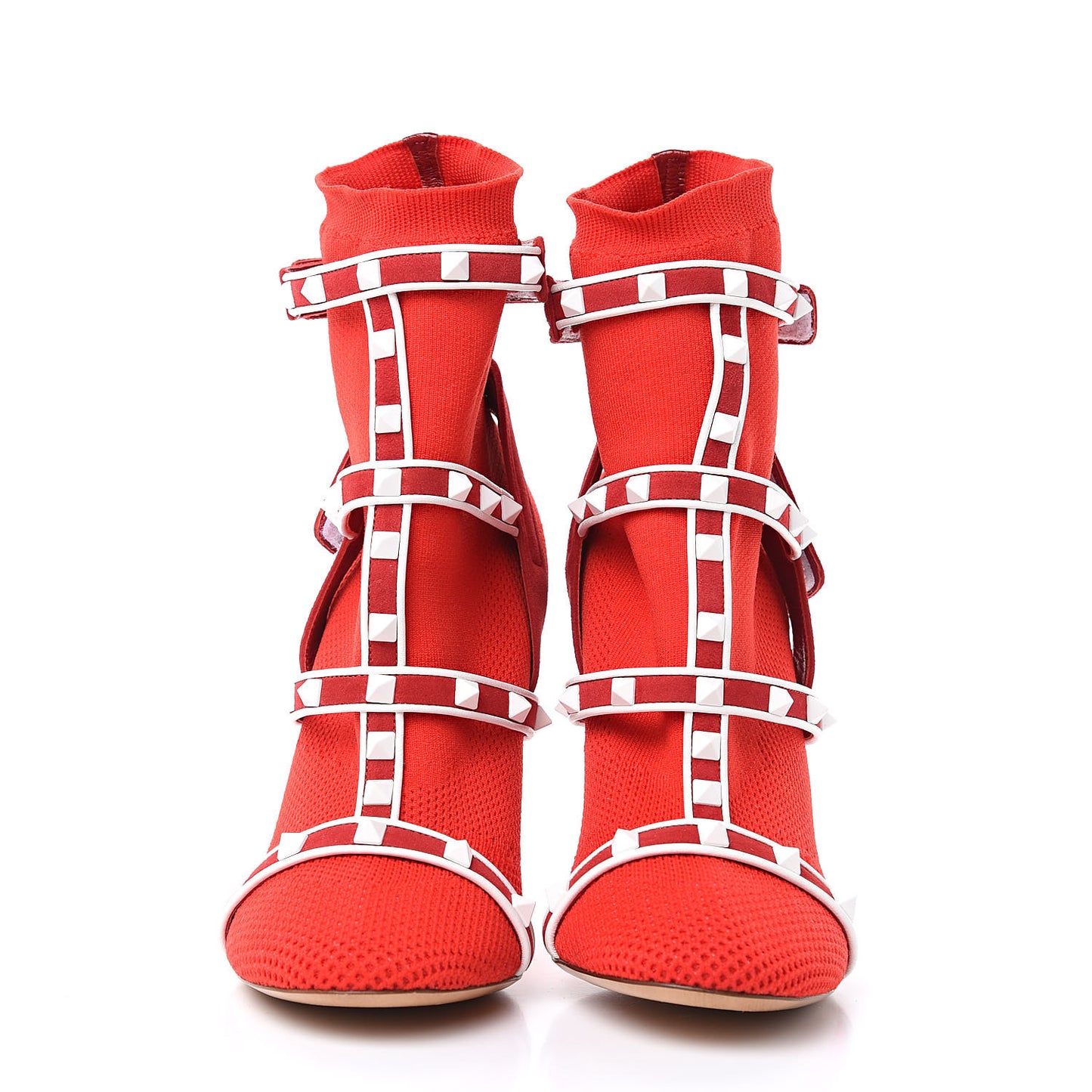 Knit Suede Free Rockstud Bodytech 105mm Ankle Boots 39 Rosso Valentino Optic White